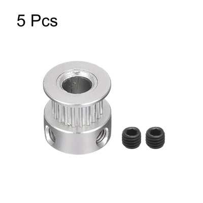 Harfington 20 Teeth 8mm Bore Timing Pulley, Aluminium Synchronous Wheel Silver for 3D Printer Belt, CNC Machine, Pack of 5