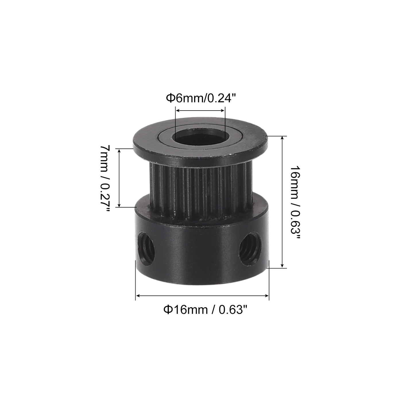 Harfington 20 Teeth 6mm Bore Timing Pulley, Aluminium Synchronous Wheel Black for 3D Printer Belt, CNC Machine, Pack of 2
