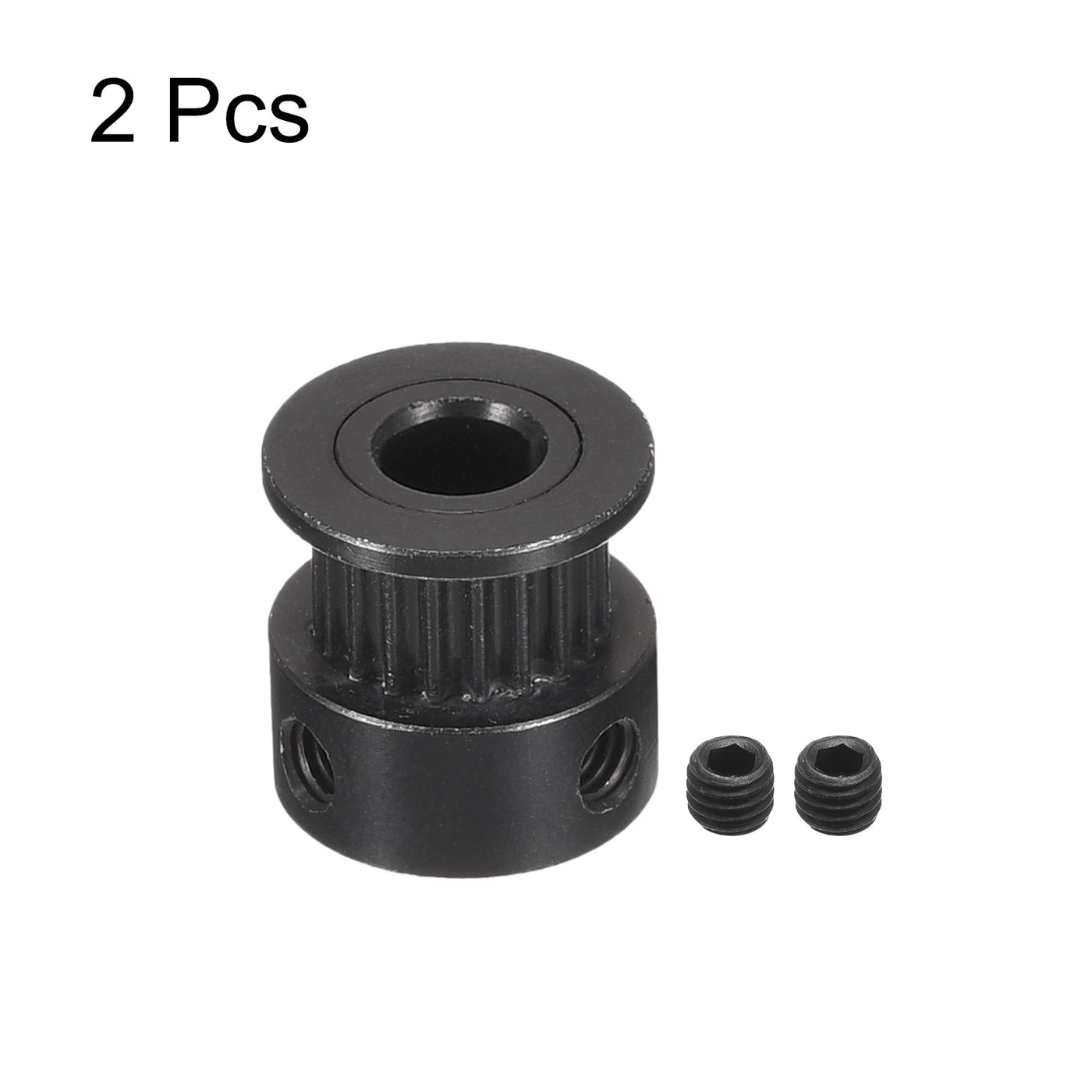 Harfington 20 Teeth 6mm Bore Timing Pulley, Aluminium Synchronous Wheel Black for 3D Printer Belt, CNC Machine, Pack of 2