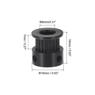 Harfington 20 Teeth 8mm Bore Timing Pulley, Aluminium Synchronous Wheel Black for 3D Printer Belt, CNC Machine, Pack of 5