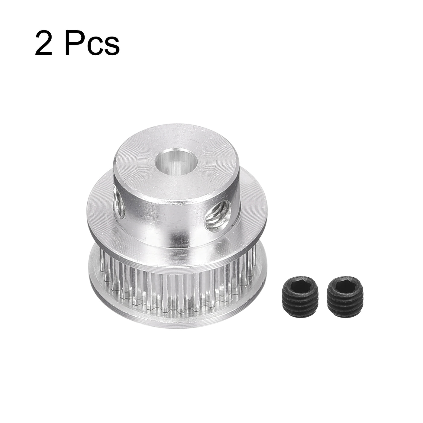 Harfington 30 Teeth 5mm Bore Timing Pulley, Aluminium Synchronous Wheel Silver for 3D Printer Belt, CNC Machine, Pack of 2