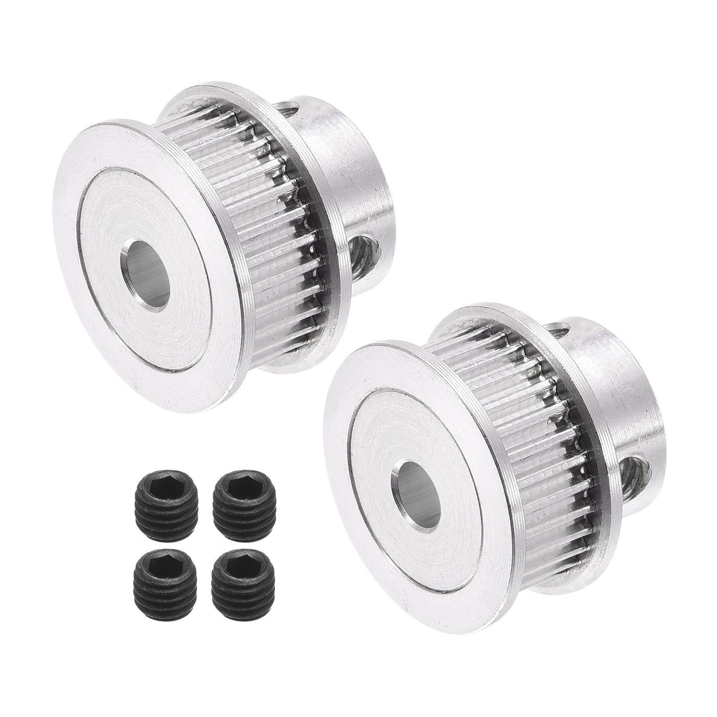 Harfington 30 Teeth 5mm Bore Timing Pulley, Aluminium Synchronous Wheel Silver for 3D Printer Belt, CNC Machine, Pack of 2