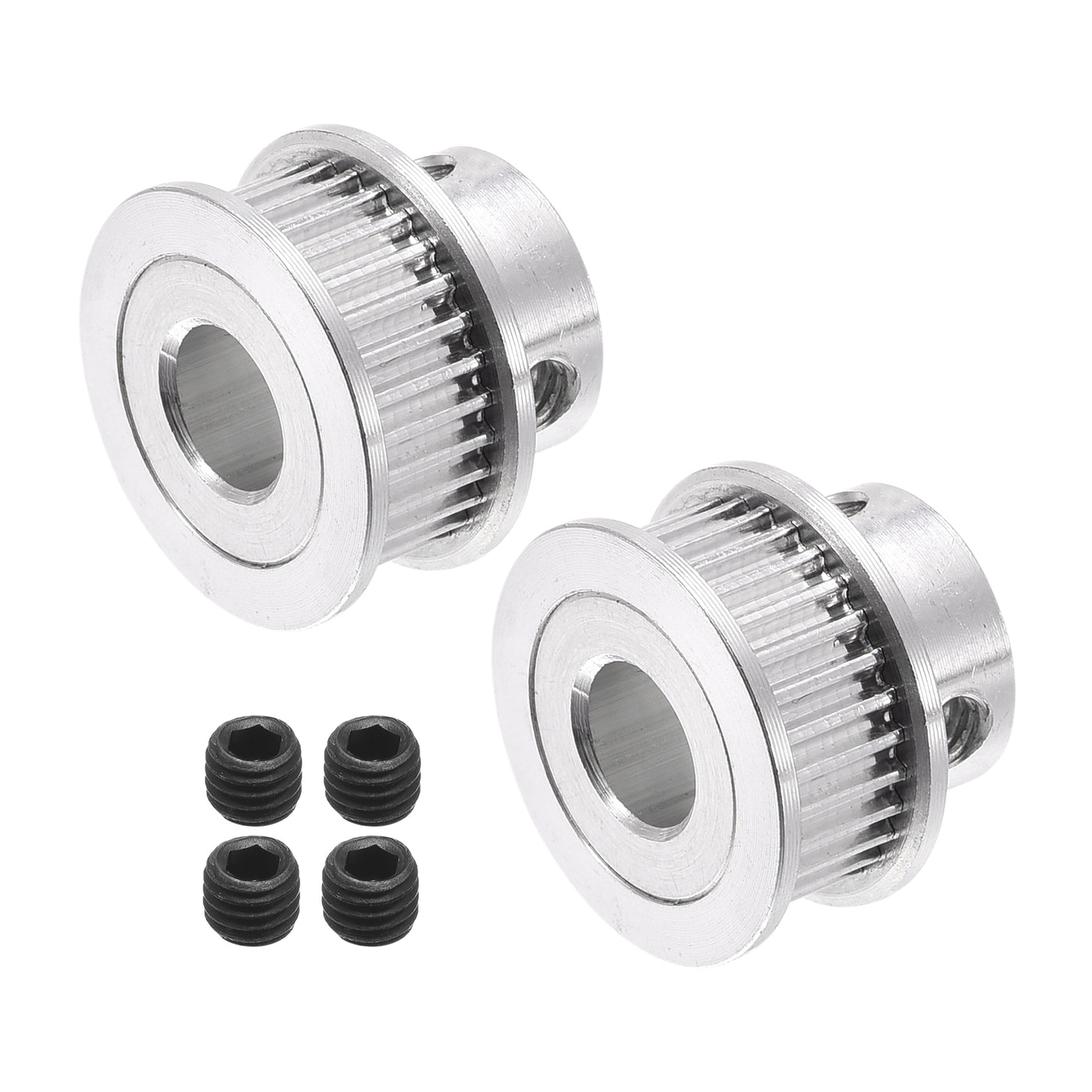 Harfington 30 Teeth 8mm Bore Timing Pulley, Aluminium Synchronous Wheel Silver for 3D Printer Belt, CNC Machine, Pack of 2