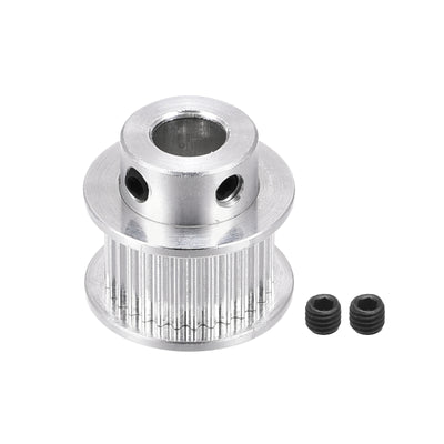 Harfington 30 Teeth 6.35mm Bore Timing Pulley Synchronous Wheel Silver, for 3D Printer Belts, CNC Machine