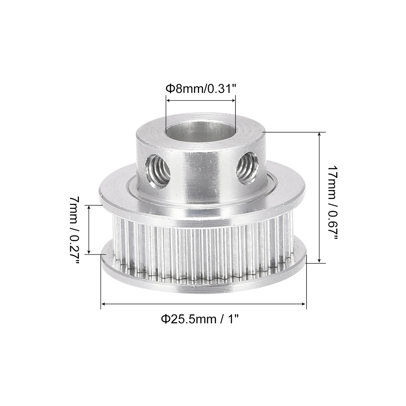 Harfington 36 Teeth 8mm Bore Timing Pulley, Aluminium Synchronous Wheel Silver for 3D Printer Belt, CNC Machine
