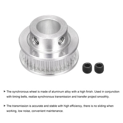 Harfington 36 Teeth 10mm Bore Timing Pulley, Aluminium Synchronous Wheel Silver for 3D Printer Belt, CNC Machine