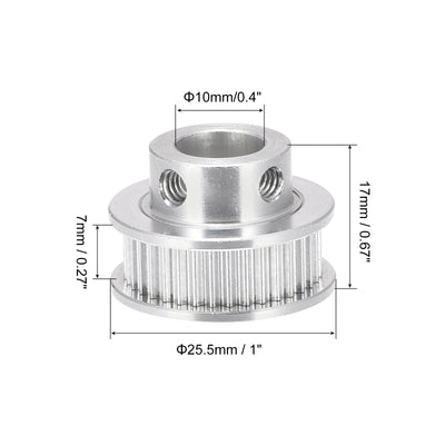 Harfington 36 Teeth 10mm Bore Timing Pulley, Aluminium Synchronous Wheel Silver for 3D Printer Belt, CNC Machine, Pack of 2