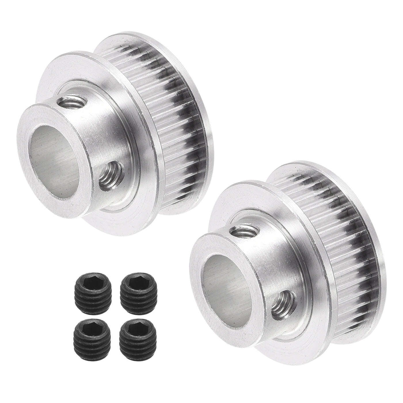 Harfington 36 Teeth 10mm Bore Timing Pulley, Aluminium Synchronous Wheel Silver for 3D Printer Belt, CNC Machine, Pack of 2