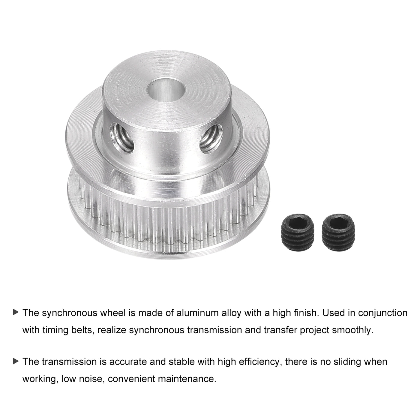 Harfington 40 Teeth 5mm Bore Timing Pulley, Aluminium Synchronous Wheel Silver for 3D Printer Belt, CNC Machine