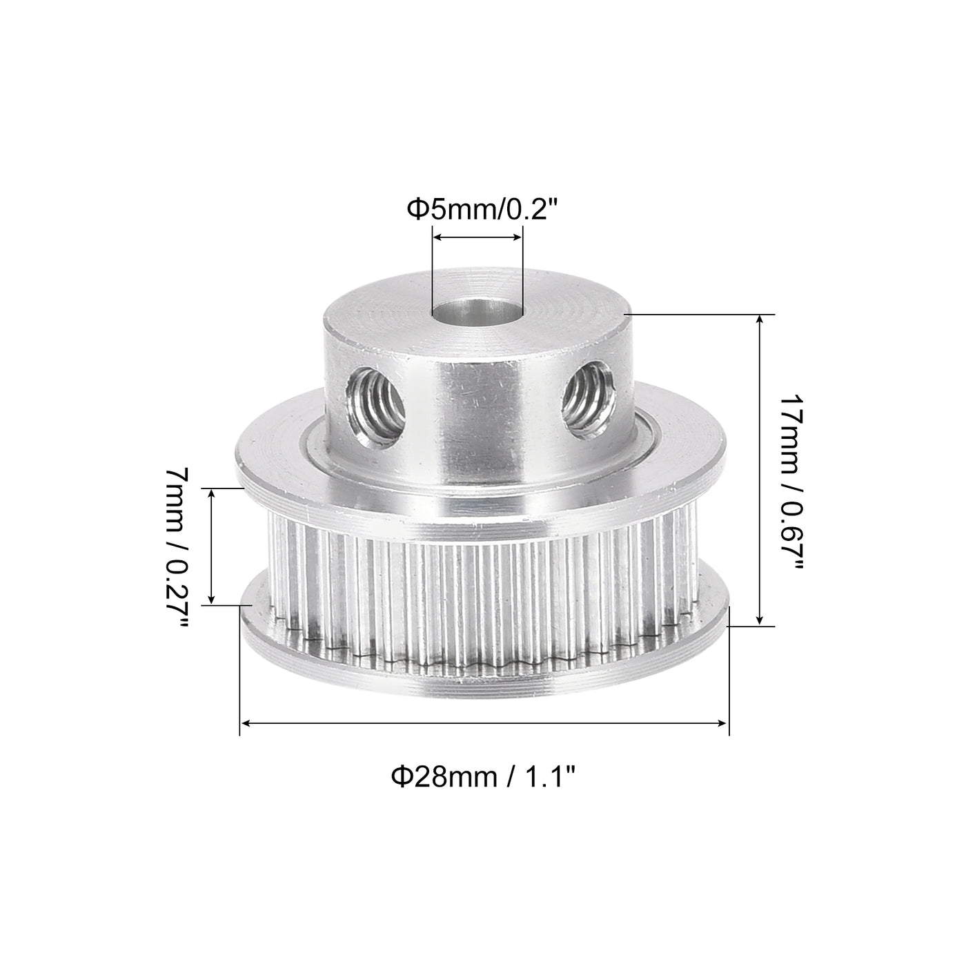 Harfington 40 Teeth 5mm Bore Timing Pulley, Aluminium Synchronous Wheel Silver for 3D Printer Belt, CNC Machine, Pack of 2