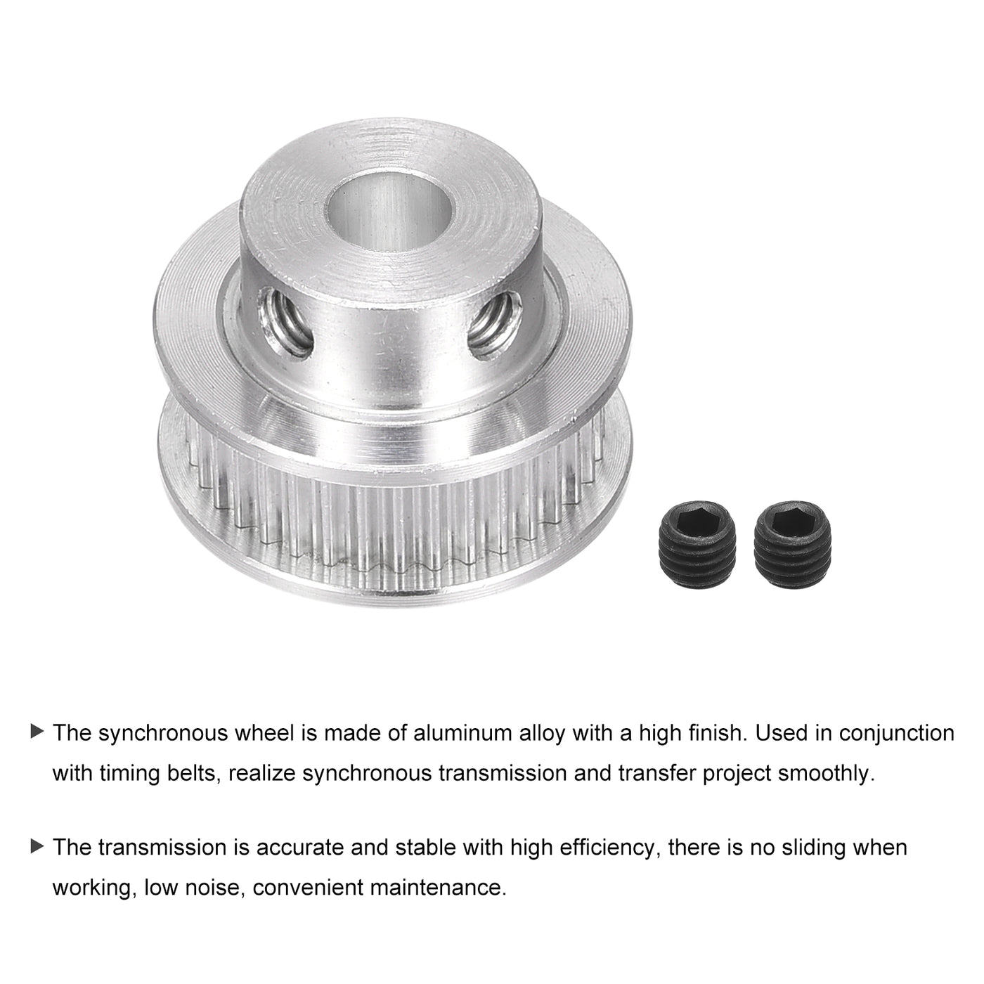 Harfington 40 Teeth 6.35mm Bore Timing Pulley, Aluminium Synchronous Wheel Silver for 3D Printer Belt, CNC Machine