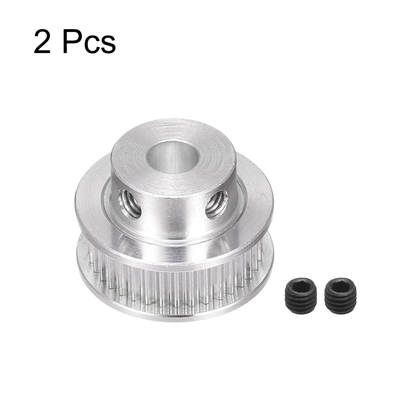 Harfington 40 Teeth 6.35mm Bore Timing Pulley, Aluminium Synchronous Wheel Silver for 3D Printer Belt, CNC Machine, Pack of 2