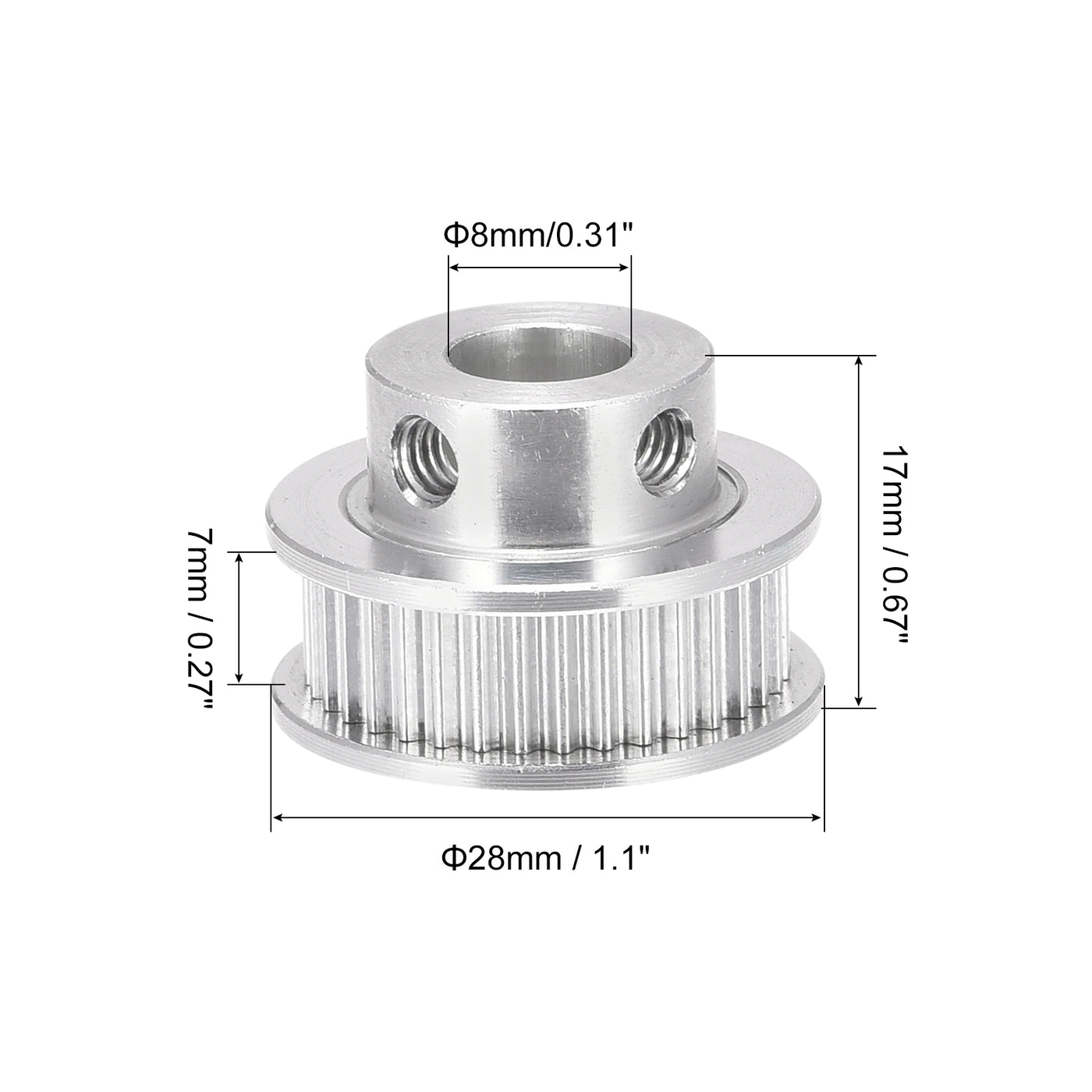 Harfington 40 Teeth 8mm Bore Timing Pulley, Aluminium Synchronous Wheel Silver for 3D Printer Belt, CNC Machine, Pack of 2