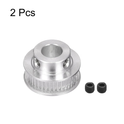 Harfington 40 Teeth 10mm Bore Timing Pulley, Aluminium Synchronous Wheel Silver for 3D Printer Belt, CNC Machine, Pack of 2