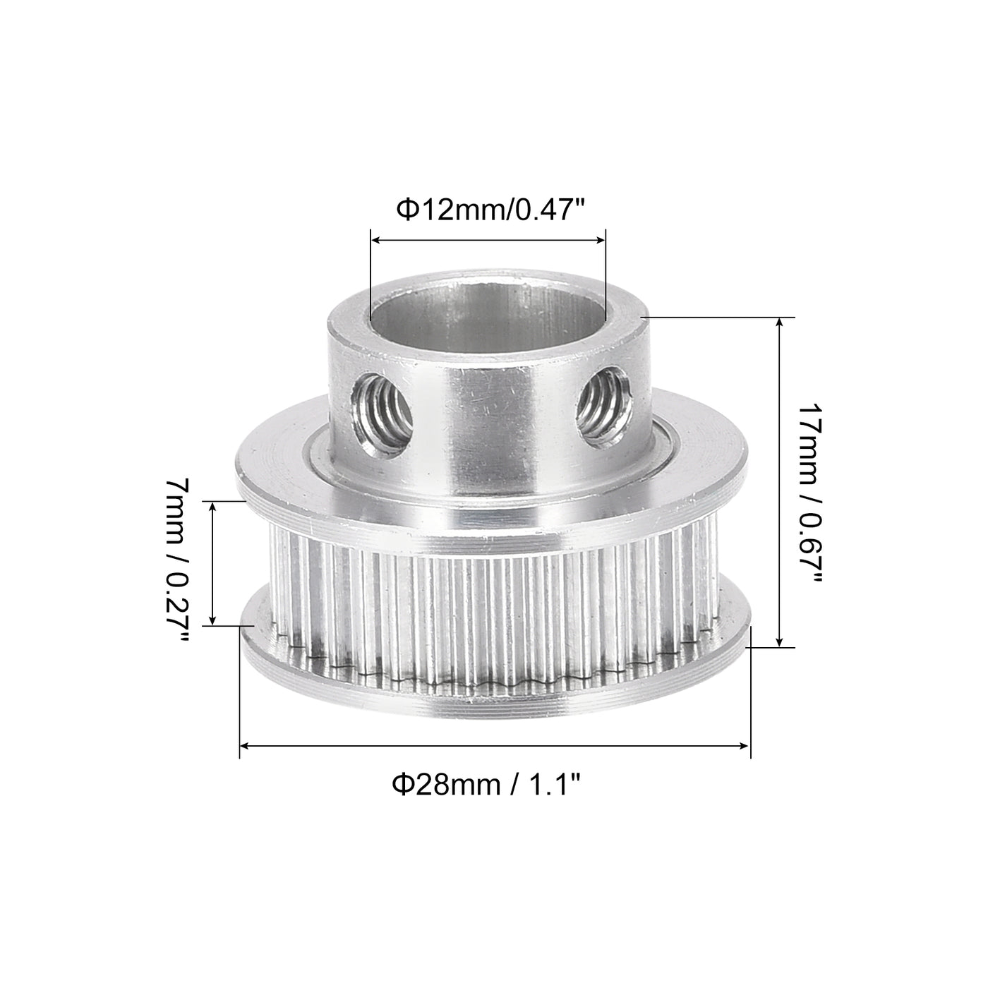 Harfington 40 Teeth 12mm Bore Timing Pulley, Aluminium Synchronous Wheel Silver for 3D Printer Belt, CNC Machine, Pack of 2