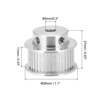 Harfington 40 Teeth 5mm Bore Timing Pulley Synchronous Wheel Silver, for 3D Printer Belts, CNC Machine, Pack of 2