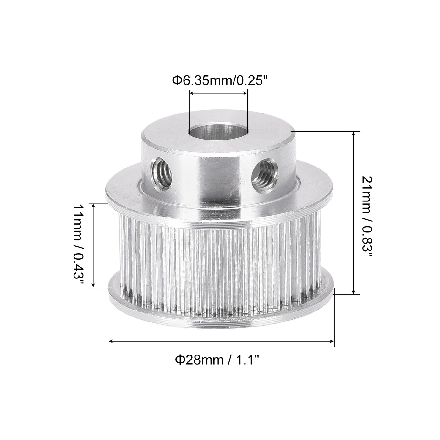 Harfington 40 Teeth 6.35mm Bore Timing Pulley Synchronous Wheel Silver, for 3D Printer Belts, CNC Machine, Pack of 2