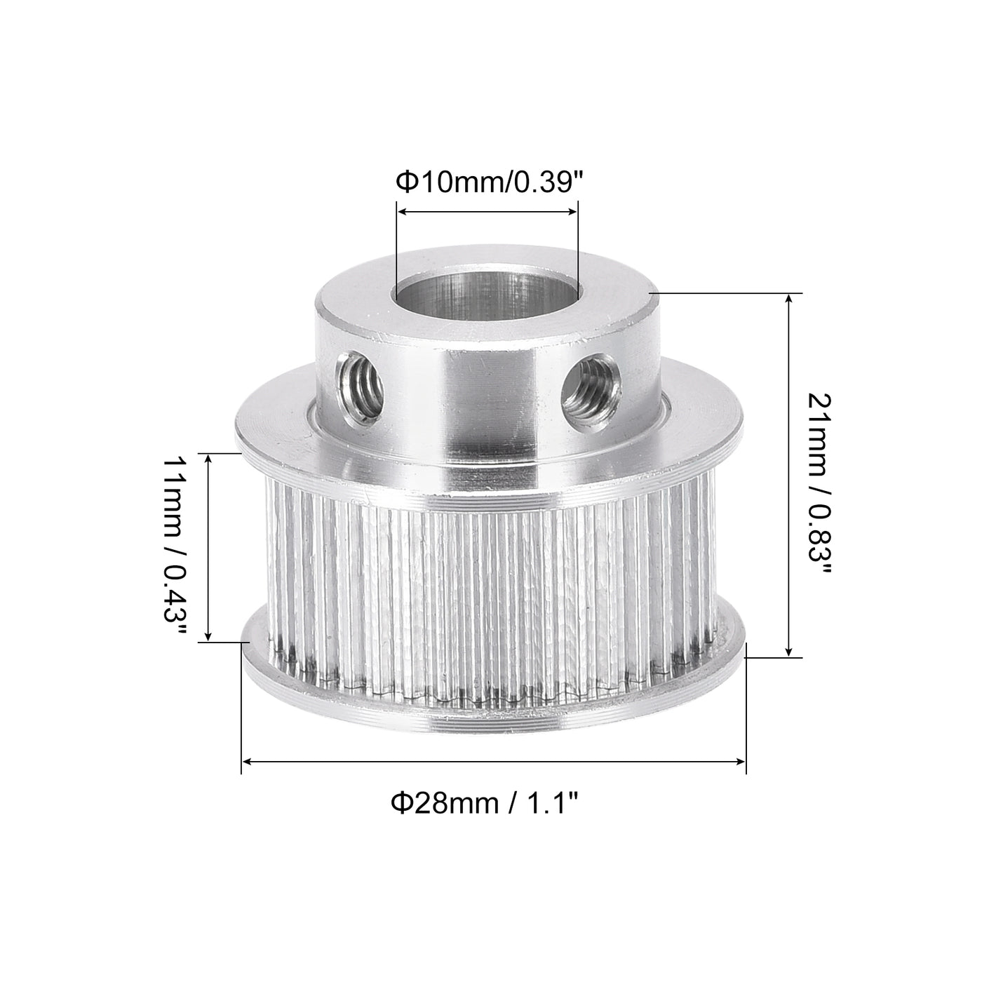 Harfington 40 Teeth 10mm Bore Timing Pulley Synchronous Wheel Silver, for 3D Printer Belts, CNC Machine, Pack of 2