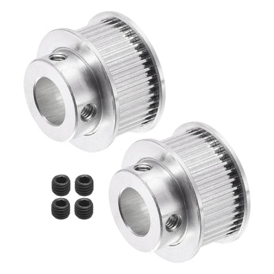 Harfington 40 Teeth 10mm Bore Timing Pulley Synchronous Wheel Silver, for 3D Printer Belts, CNC Machine, Pack of 2