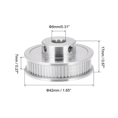 Harfington 60 Teeth 8mm Bore Timing Pulley, Aluminium Synchronous Wheel Silver for 3D Printer Belt, CNC Machine