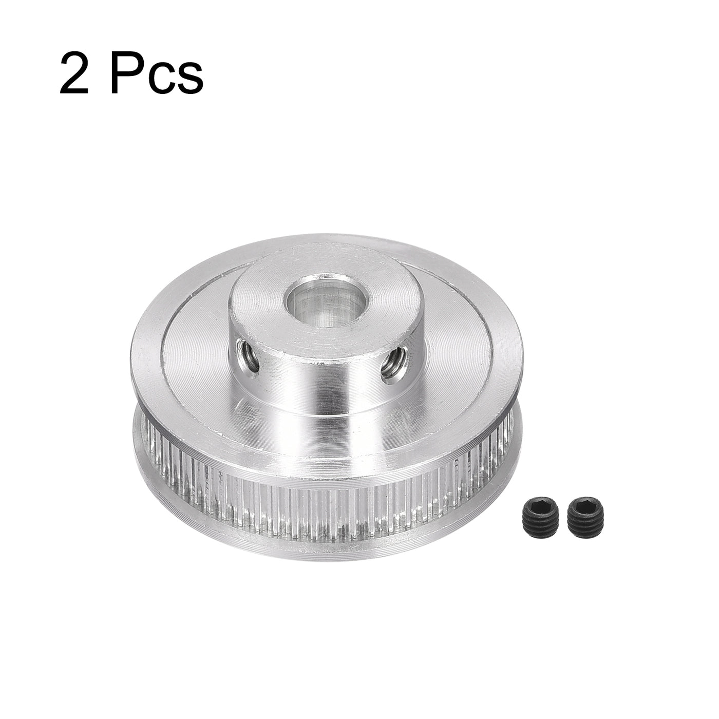 Harfington 60 Teeth 8mm Bore Timing Pulley, Aluminium Synchronous Wheel Silver for 3D Printer Belt, CNC Machine, Pack of 2