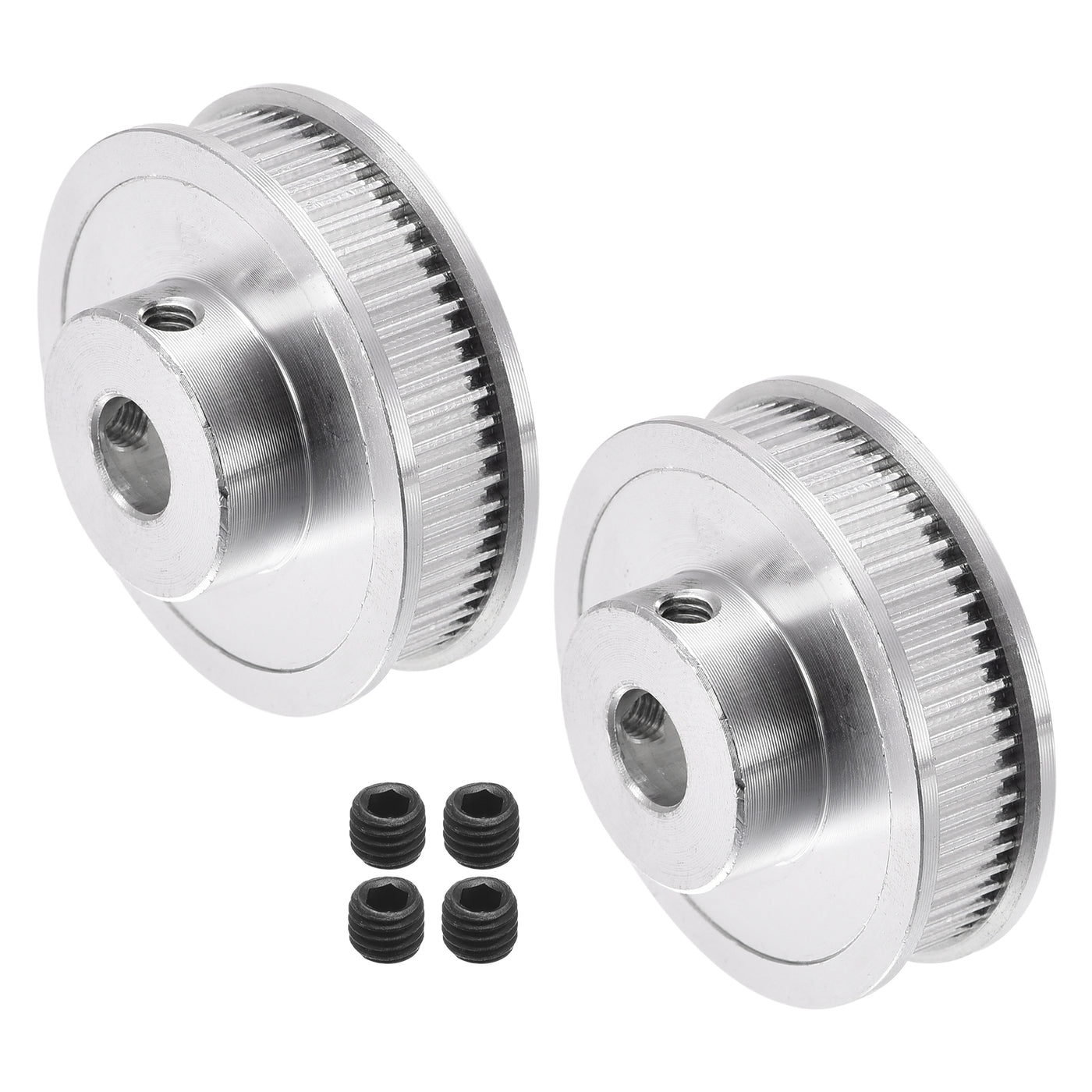 Harfington 60 Teeth 8mm Bore Timing Pulley, Aluminium Synchronous Wheel Silver for 3D Printer Belt, CNC Machine, Pack of 2