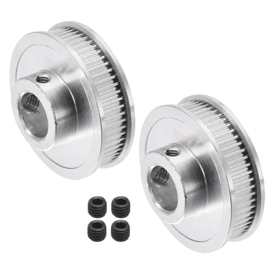 Harfington 60 Teeth 10mm Bore Timing Pulley, Aluminium Synchronous Wheel Silver for 3D Printer Belt, CNC Machine, Pack of 2