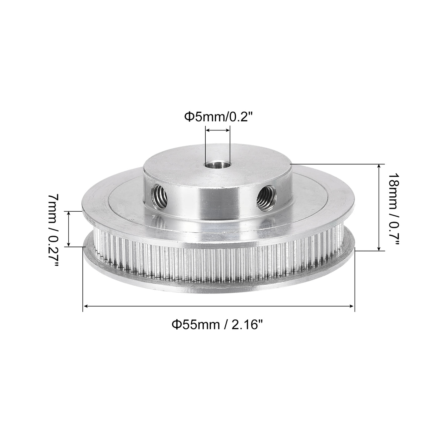 Harfington 80 Teeth 5mm Bore Timing Pulley, Aluminium Synchronous Wheel Silver for 3D Printer Belt, CNC Machine