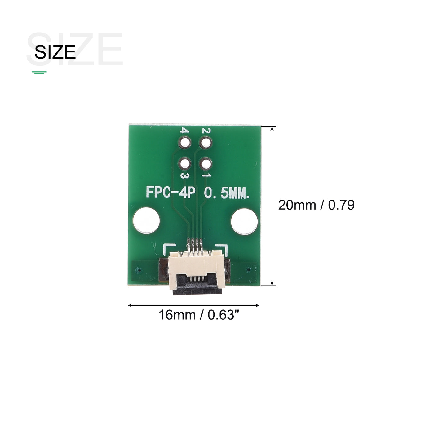 Harfington FPC Converter Board 4P 0.5mm on Socket Side, Back 1.0mm, to DIP 2.54mm 5pcs