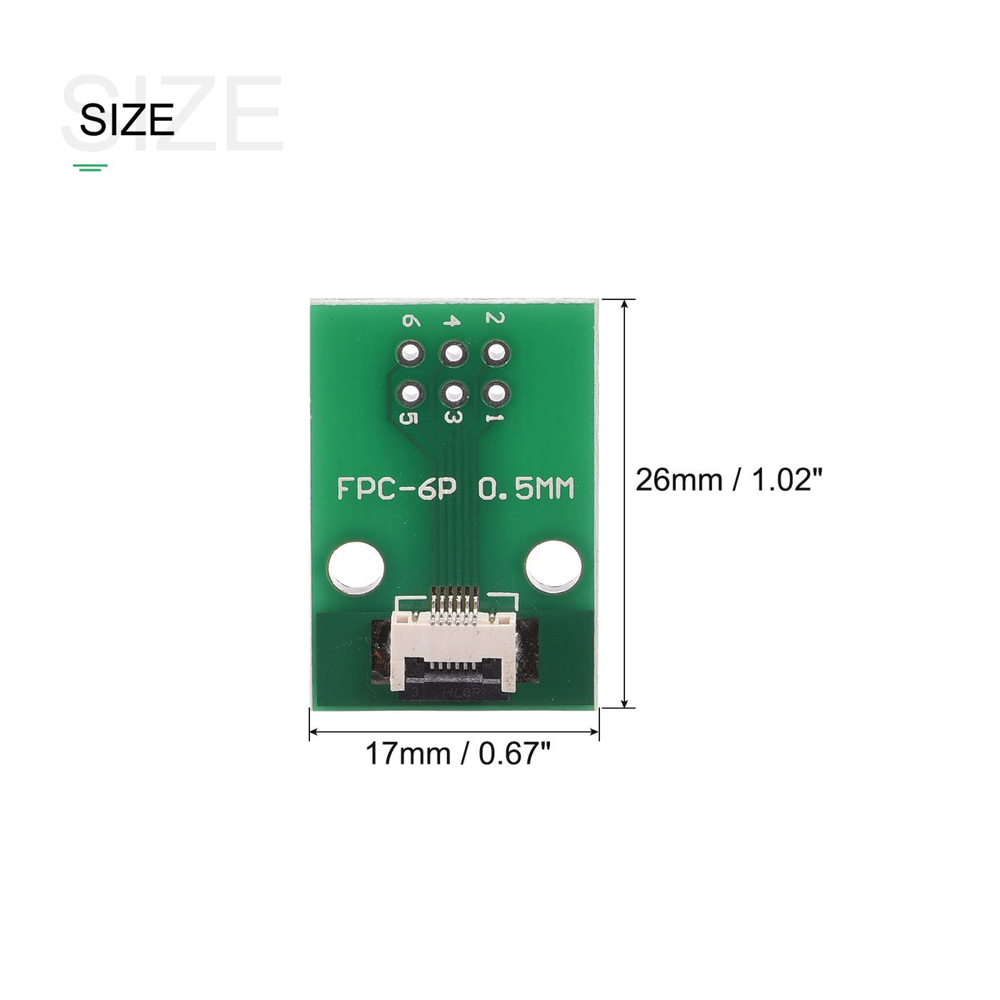 Harfington FPC Converter Board 6P 0.5mm on Socket Side, Back 1.0mm, to DIP 2.54mm 2pcs