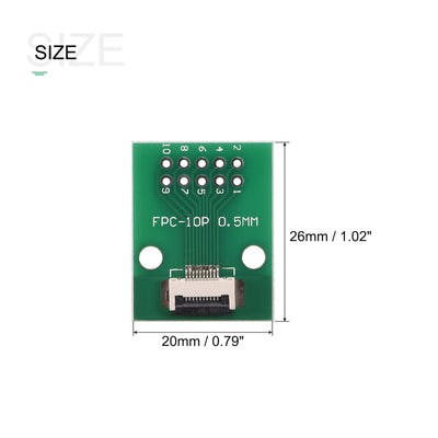 Harfington FPC Converter Board 10P 0.5mm on Socket Side, Back 1.0mm, to DIP 2.54mm 5pcs