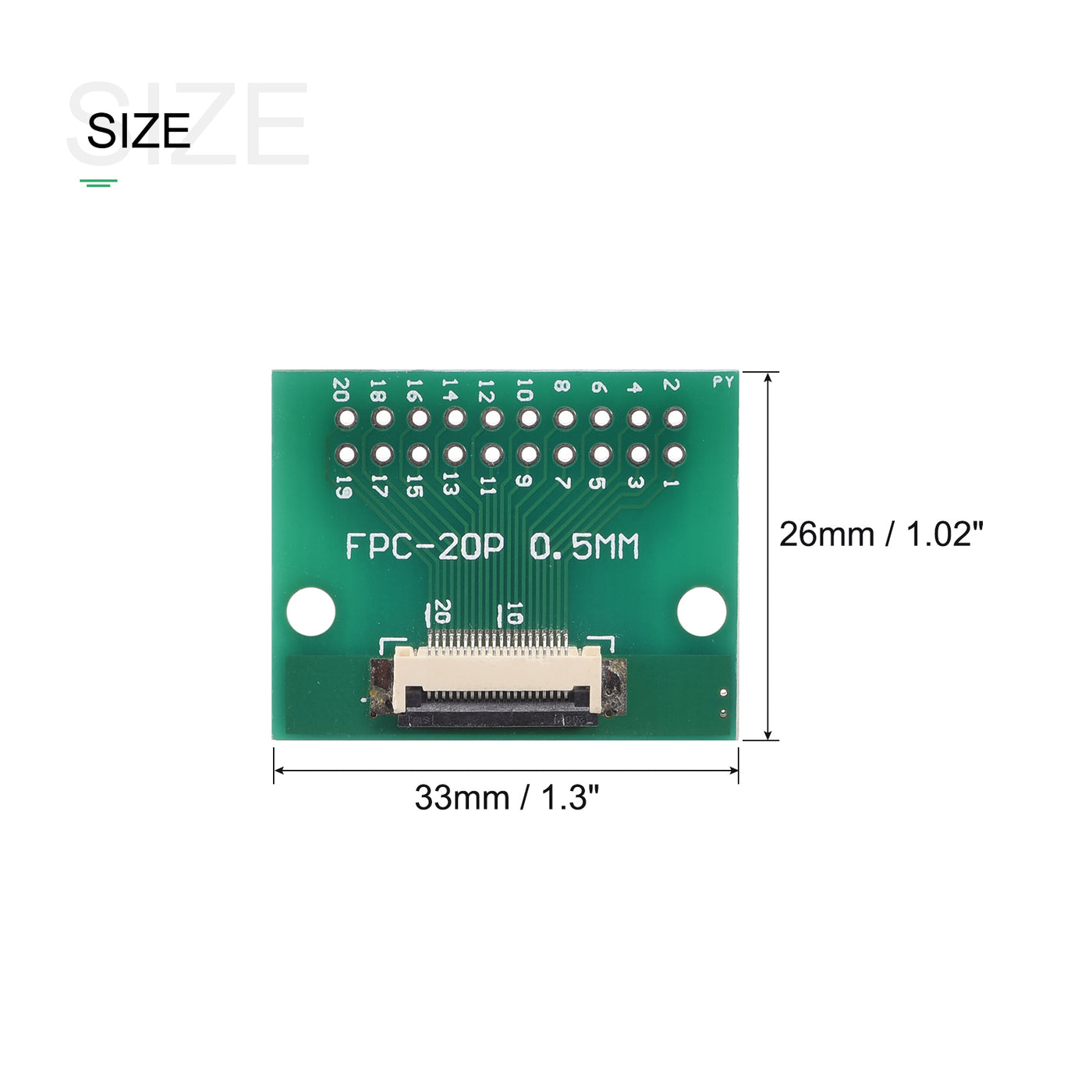 Harfington FPC Converter Board 20P 0.5mm on Socket Side, Back 1.0mm, to DIP 2.54mm 2pcs