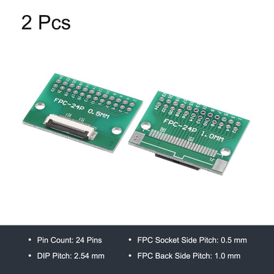 Harfington FPC Converter Board 24P 0.5mm on Socket Side, Back 1.0mm, to DIP 2.54mm 2pcs
