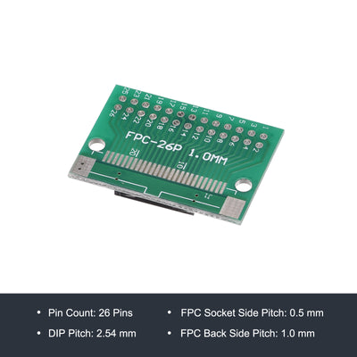 Harfington FPC Converter Board 26P 0.5mm on Socket Side, Back 1.0mm, to DIP 2.54mm
