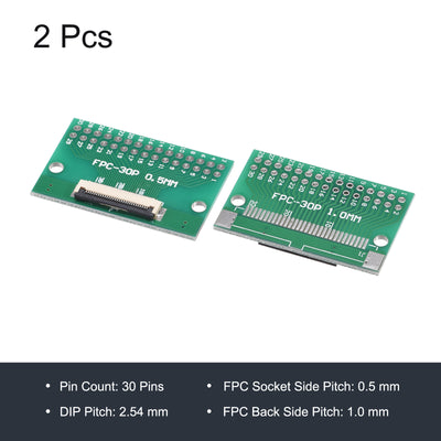 Harfington FPC Converter Board 30P 0.5mm on Socket Side, Back 1.0mm, to DIP 2.54mm 2pcs