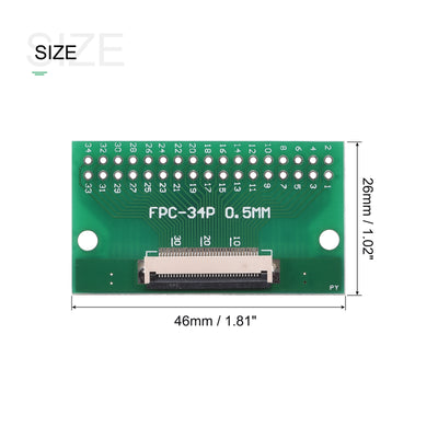 Harfington FPC Converter Board 34P 0.5mm on Socket Side, Back 1.0mm, to DIP 2.54mm
