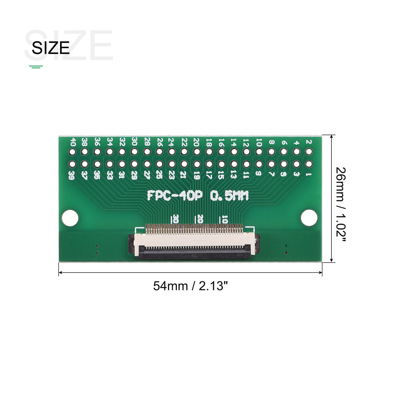 Harfington FPC Converter Board 40P 0.5mm on Socket Side, Back 1.0mm, to DIP 2.54mm