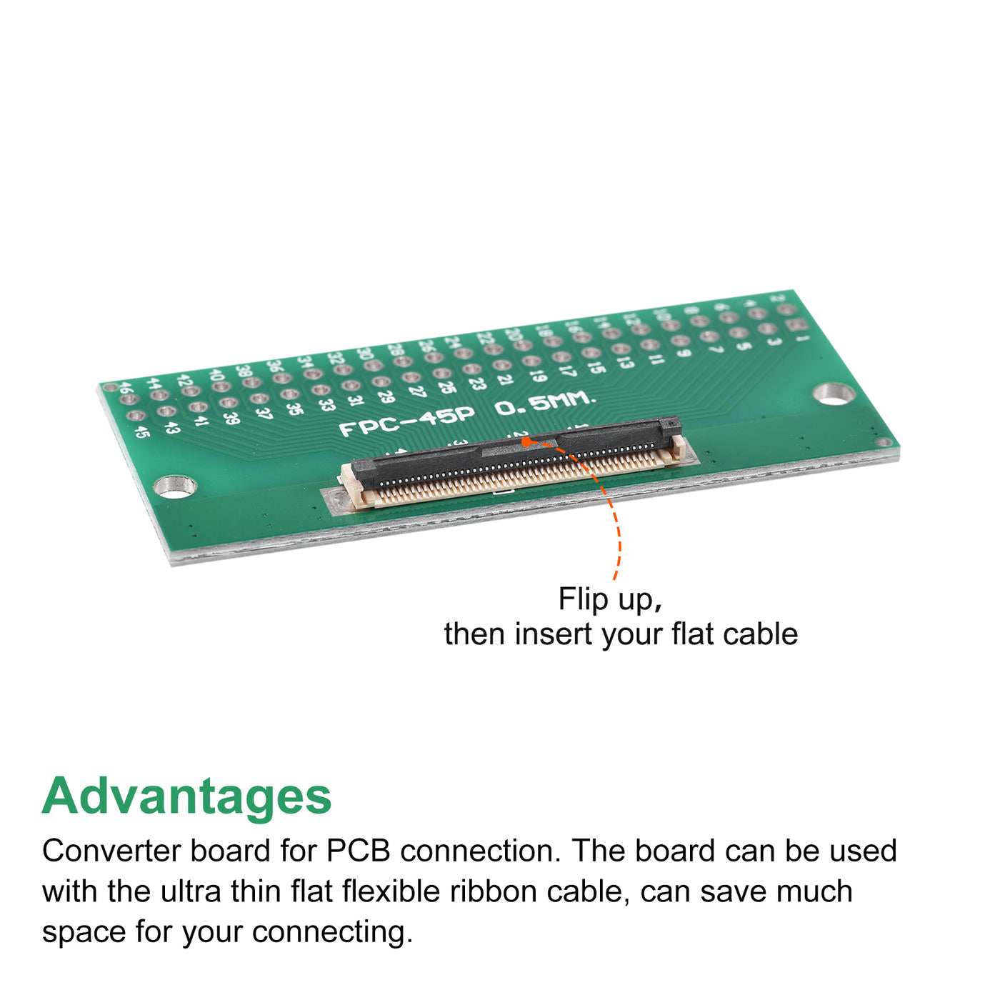 Harfington FPC Converter Board 45P 0.5mm on Socket Side, Back 1.0mm, to DIP 2.54mm