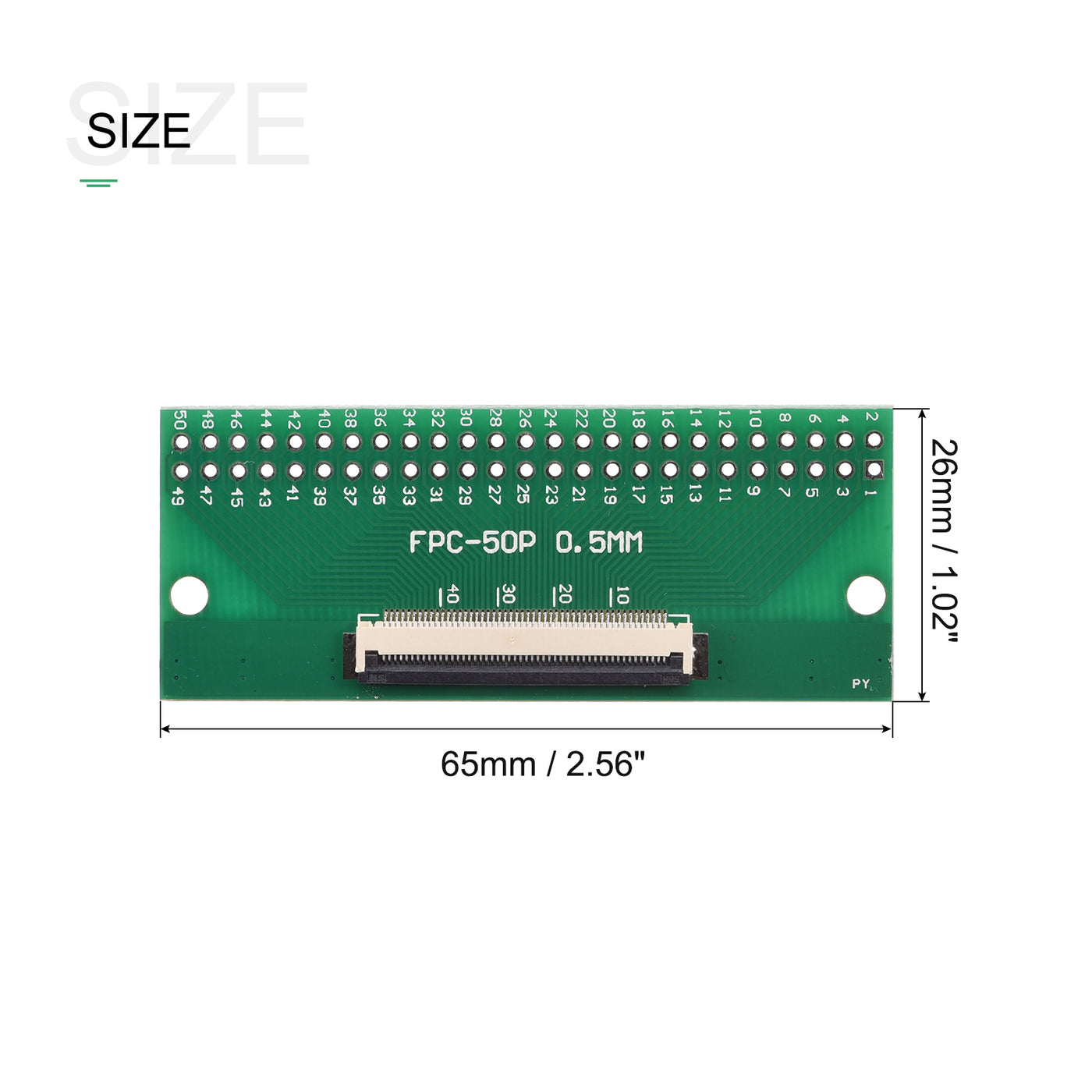 Harfington FPC Converter Board 50P 0.5mm on Socket Side, Back 1.0mm, to DIP 2.54mm 2pcs