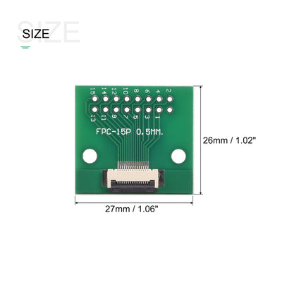 Harfington FPC Converter Board 15P 0.5mm on Socket Side, Back 1.0mm, to DIP 2.54mm