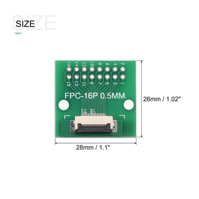 Harfington FPC Converter Board 16P 0.5mm on Socket Side, Back 1.0mm, to DIP 2.54mm