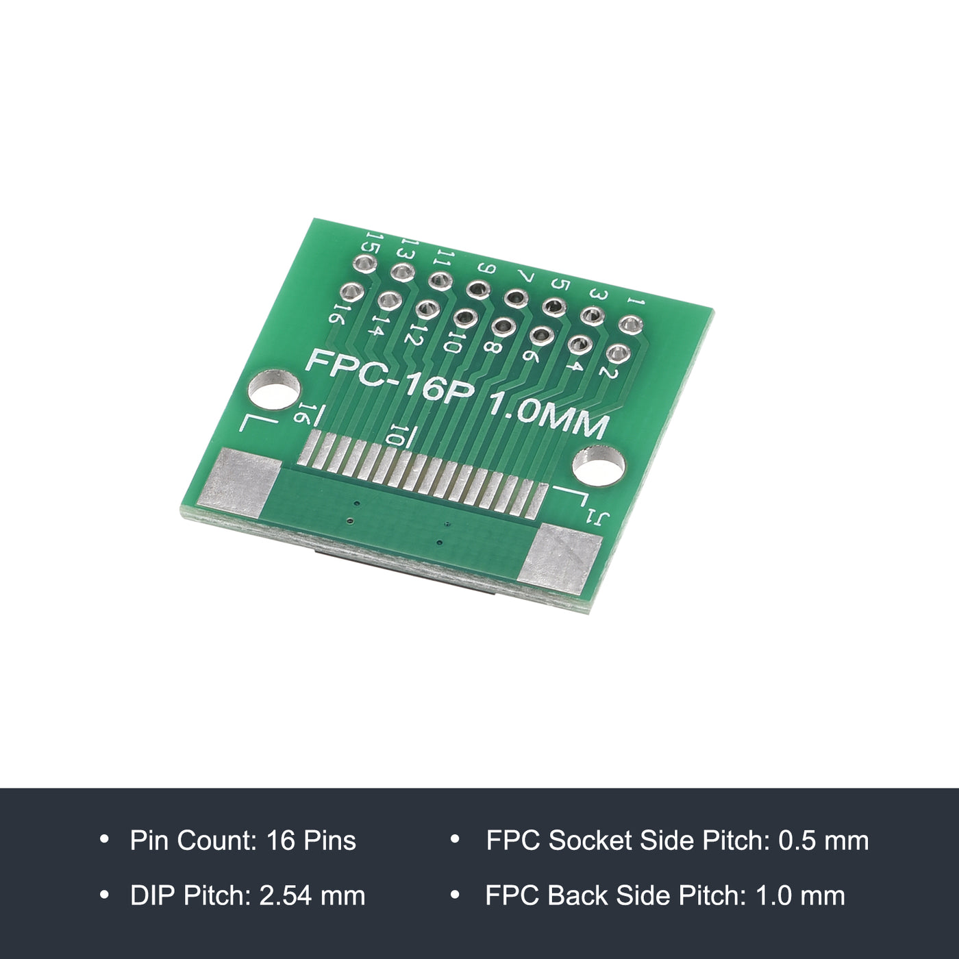 Harfington FPC Converter Board 16P 0.5mm on Socket Side, Back 1.0mm, to DIP 2.54mm