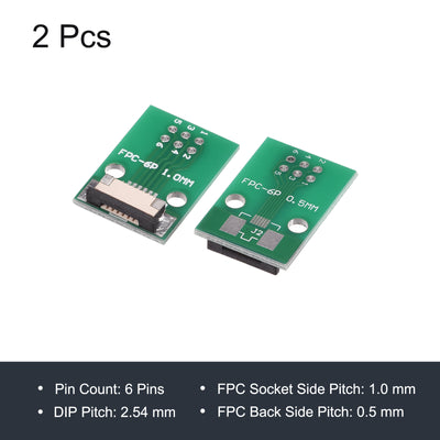 Harfington FPC Converter Connector 6P 1.0mm on Socket Side, Back 0.5mm, to DIP 2.54mm 2pcs