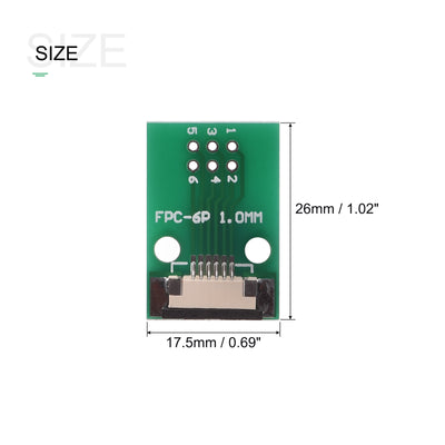 Harfington FPC Converter Connector 6P 1.0mm on Socket Side, Back 0.5mm, to DIP 2.54mm 5pcs