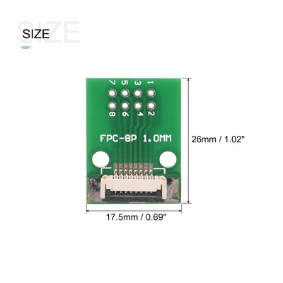 Harfington FPC Converter Connector 8P 1.0mm on Socket Side, Back 0.5mm, to DIP 2.54mm 5pcs