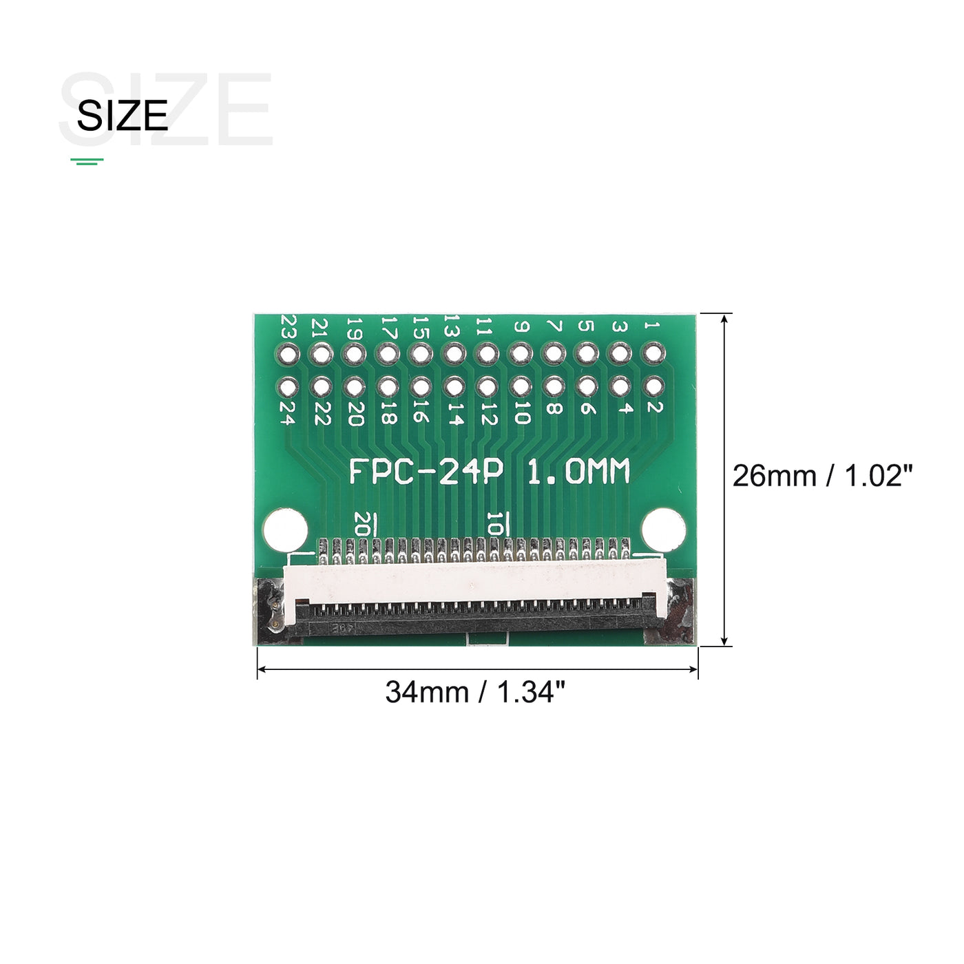 Harfington FPC Converter Connector 24P 1.0mm on Socket Side, Back 0.5mm, to DIP 2.54mm