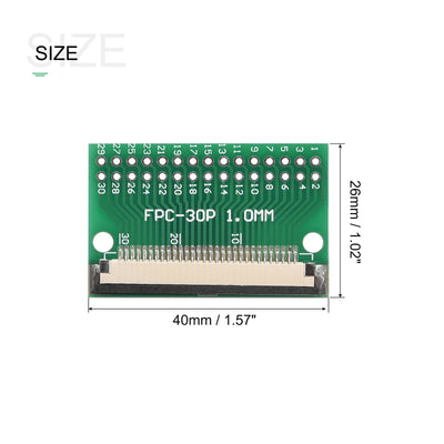 Harfington FPC Converter Connector 30P 1.0mm on Socket Side, Back 0.5mm, to DIP 2.54mm 2pcs