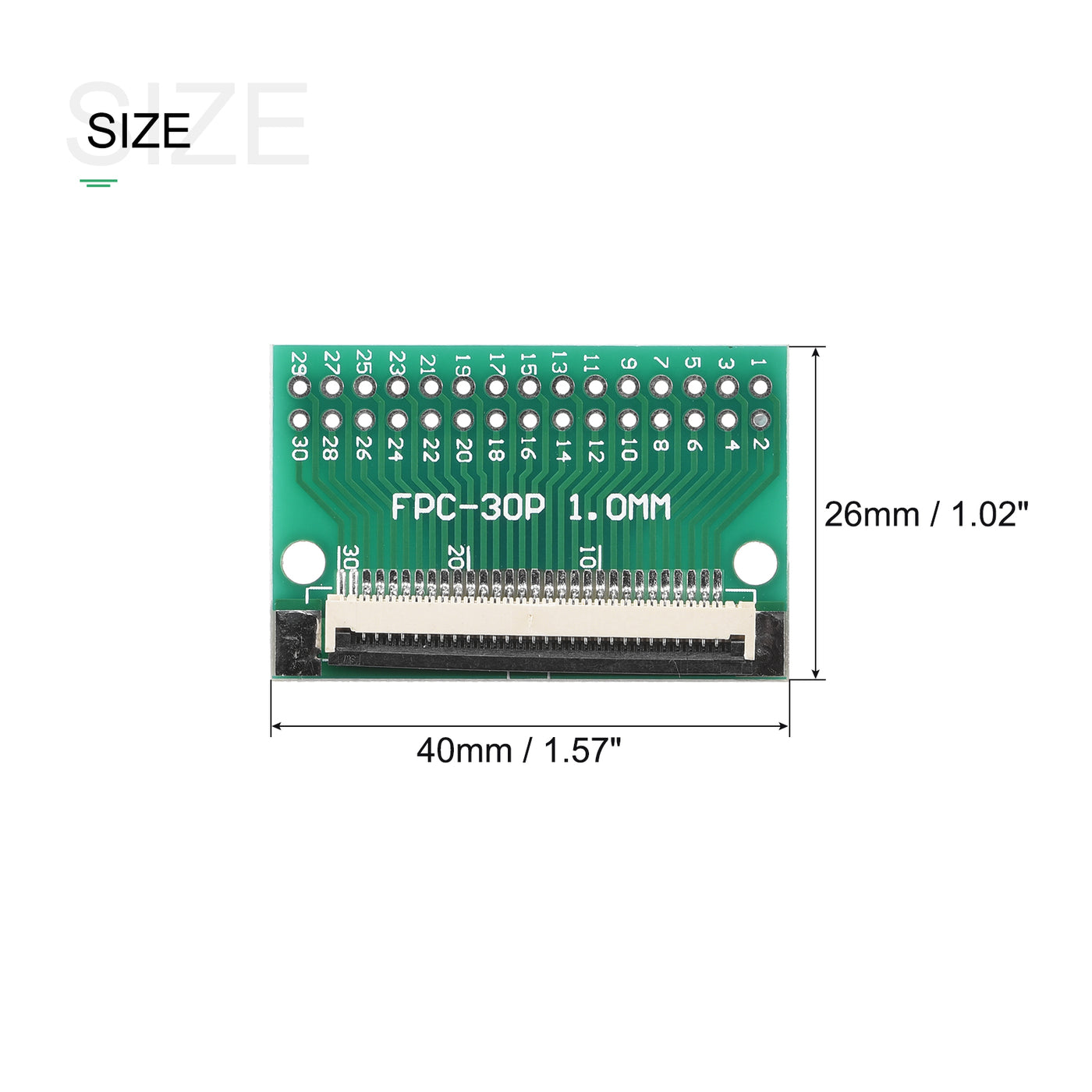 Harfington FPC Converter Connector 28P 1.0mm on Socket Side, Back 0.5mm, to DIP 2.54mm 2pcs