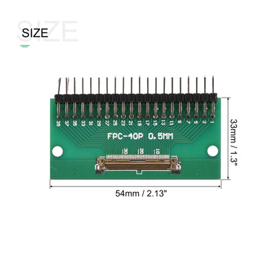 Harfington FPC Converter Board with Right Angle Pin Header 40 P 0.5mm on Socket Side, Back 1.0mm, to DIP 2.54mm