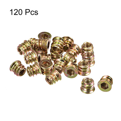 Harfington Uxcell M6x10mm Threaded Inserts for Wood Hex Socket Drive Furniture Screw-in Nut 120pcs